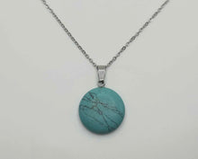Load image into Gallery viewer, Elegant Turquoise Crystal Necklace - 18 Inches, Silver Tone Turquoise Necklace