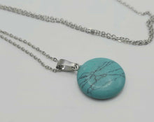 Load image into Gallery viewer, Elegant Turquoise Crystal Necklace - 18 Inches, Silver Tone Turquoise Necklace
