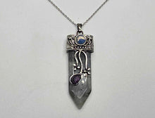 Load image into Gallery viewer, Ethereal Labradorite Point Necklace - Radiant Beauty in Silver Tone (18 inches)