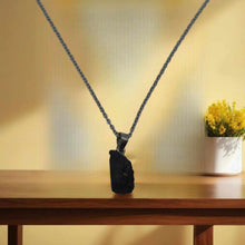 Load image into Gallery viewer, Natural Raw black tourmaline pendant necklace Sterling Silver