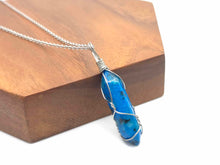 Load image into Gallery viewer, Blue Dalmation Jasper Handmade Point Necklace Silver Tone