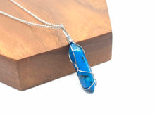 Load image into Gallery viewer, Blue Dalmation Jasper Handmade Point Necklace Silver Tone