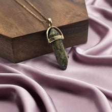 Load image into Gallery viewer, Natural Unakite Handmade Point Necklace Hexagon Chain Pendant Necklace
