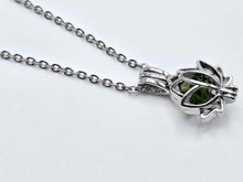 Load image into Gallery viewer, Gourgeus Moldavite Lotus Necklace Silver Tone Daily necklace Daily Cage necklace