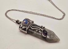 Load image into Gallery viewer, Ethereal Labradorite Point Necklace - Radiant Beauty in Silver Tone (18 inches)