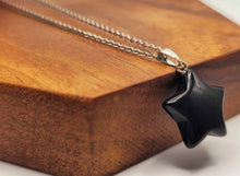 Load image into Gallery viewer, Elegant Black Obsidian Star Necklace For Every Occasion Silver Tone