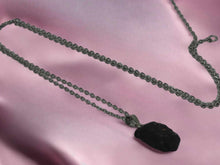 Load image into Gallery viewer, Natural Raw black tourmaline pendant necklace Sterling Silver