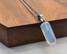 Load image into Gallery viewer, Elegant Opalite Point Necklace in Silver Tone - 18 Inches Crystal gifts