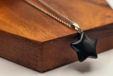 Load image into Gallery viewer, Elegant Black Obsidian Star Necklace For Every Occasion Silver Tone