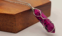 Load image into Gallery viewer, Pink Dalmatian Wire Wrapped Point Necklace Perfect gift for her / Him