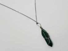 Load image into Gallery viewer, Elegant Daily Wear: Unisex Silver Tone 18-Inch Jade Point Wire Wrapped Necklace
