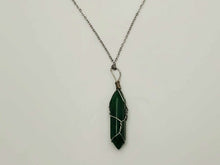 Load image into Gallery viewer, Elegant Daily Wear: Unisex Silver Tone 18-Inch Jade Point Wire Wrapped Necklace