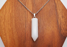 Load image into Gallery viewer, Elegant Milky Quartz Point Necklace - 18 Inches Silver Tone