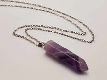 Load image into Gallery viewer, Silver Tone Amethyst Point Necklace - Daily Wear, Perfect Gift for Her or Him Unisex,