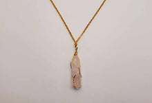 Load image into Gallery viewer, Elegant Clear Quartz Wire Wrapped Necklace Gold Tone