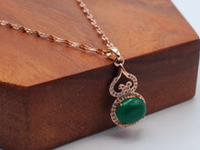 Load image into Gallery viewer, Elegant 18-Inch Rose Gold Necklace with Green Jade Drop Pendant - Perfect Gift for Her