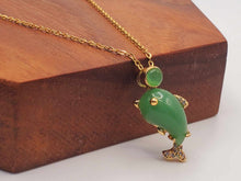 Load image into Gallery viewer, Elegant 18 Inch Gold Tone Necklace with Green Aventurine Dolphin Pendant - Perfect Gift for Her