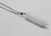Load image into Gallery viewer, Elegant Milky Quartz Point Necklace - 18 Inches Silver Tone