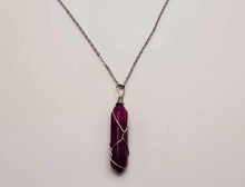 Load image into Gallery viewer, Elegant Silver-Tone Purple Garnet Agate Point Necklace - Perfect Daily
