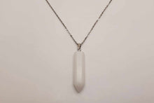 Load image into Gallery viewer, Elegant Milky Quartz Point Necklace - 18 Inches Silver Tone