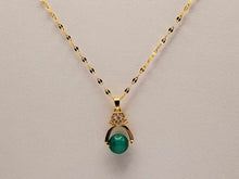 Load image into Gallery viewer, Elegant 18-Inch Gold Tone Necklace with Green Cat Eye Pendant - Stylish Minimalist Gift for Her