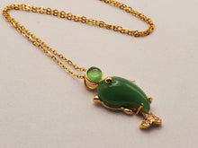 Load image into Gallery viewer, Elegant 18 Inch Gold Tone Necklace with Green Aventurine Dolphin Pendant - Perfect Gift for Her