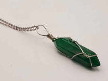 Load image into Gallery viewer, Elegant Daily Wear: Unisex Silver Tone 18-Inch Jade Point Wire Wrapped Necklace