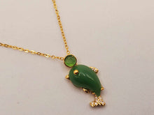 Load image into Gallery viewer, Elegant 18 Inch Gold Tone Necklace with Green Aventurine Dolphin Pendant - Perfect Gift for Her