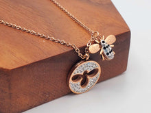 Load image into Gallery viewer, Elegance Redefined: Bute Bee Pendant Necklace in Rose Gold Tone
