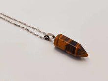 Load image into Gallery viewer, Elegant Daily Necklace: Silver Tone Tiger's Eye Point 18-Inch Necklace