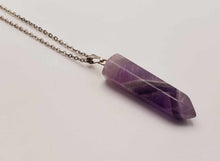 Load image into Gallery viewer, Silver Tone Amethyst Point Necklace - Daily Wear, Perfect Gift for Her or Him Unisex,