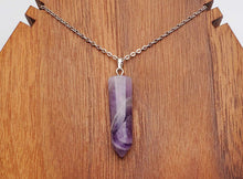 Load image into Gallery viewer, Silver Tone Amethyst Point Necklace - Daily Wear, Perfect Gift for Her or Him Unisex,