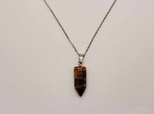 Load image into Gallery viewer, Elegant Daily Necklace: Silver Tone Tiger's Eye Point 18-Inch Necklace