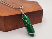 Load image into Gallery viewer, Elegant Daily Wear: Unisex Silver Tone 18-Inch Jade Point Wire Wrapped Necklace