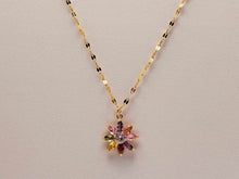 Load image into Gallery viewer, Dainty Charm: 18 Inch Gold Tone Necklace with Cute Colorful Flower Pendant