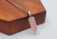Load image into Gallery viewer, Elegant 18-Inch Silver Tone Rose Quartz Point Necklace - Perfect for Daily Wear