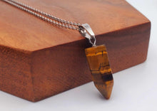 Load image into Gallery viewer, Elegant Daily Necklace: Silver Tone Tiger's Eye Point 18-Inch Necklace