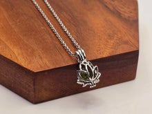 Load image into Gallery viewer, Gourgeus Moldavite Lotus Necklace Silver Tone Daily necklace Daily Cage necklace