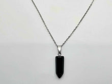 Load image into Gallery viewer, Elegant Black Obsidian Point Necklace - Silver Tone Perfect gift
