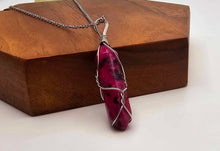 Load image into Gallery viewer, Pink Dalmatian Wire Wrapped Point Necklace Perfect gift for her / Him