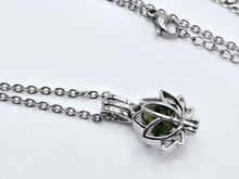 Load image into Gallery viewer, Gourgeus Moldavite Lotus Necklace Silver Tone Daily necklace Daily Cage necklace