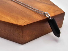 Load image into Gallery viewer, Elegant Black Obsidian Point Necklace - Silver Tone Perfect gift