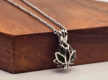 Load image into Gallery viewer, Gourgeus Moldavite Lotus Necklace Silver Tone Daily necklace Daily Cage necklace