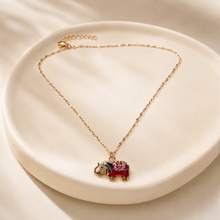 Load image into Gallery viewer, Red Elephant Pendant Necklace, Gold Tone Stainless Steel, Crystal Animal Charm, 18 Inch Adjustable Jewelry Gift for Her