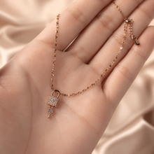 Load image into Gallery viewer, Rose Gold Lock and Key Necklace, Sparkling Padlock Pendant, Dainty 18-Inch Adjustable Chain, Romantic Gift for Her