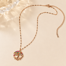 Load image into Gallery viewer, Rose Gold Tree of Life Necklace, Colorful Cubic Zirconia Pendant, Stainless Steel, 18 Inch Adjustable Meaningful Gift