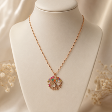 Load image into Gallery viewer, Rose Gold Tree of Life Necklace, Colorful Cubic Zirconia Pendant, Stainless Steel, 18 Inch Adjustable Meaningful Gift