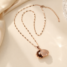 Load image into Gallery viewer, Rose Gold Shell Pearl Necklace, Openable Seashell Pendant, Cubic Zirconia Stainless Steel, 18 Inch Adjustable Gift for Her