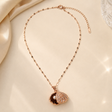 Load image into Gallery viewer, Rose Gold Shell Pearl Necklace, Openable Seashell Pendant, Cubic Zirconia Stainless Steel, 18 Inch Adjustable Gift for Her