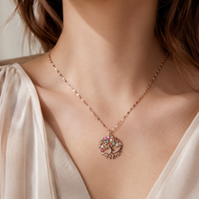 Load image into Gallery viewer, Rose Gold Tree of Life Necklace, Colorful Cubic Zirconia Pendant, Stainless Steel, 18 Inch Adjustable Meaningful Gift